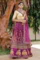 Purple Party Lehenga Choli in Net with Stone with moti