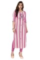 Pink Straight Kurti in Cotton with Weaving