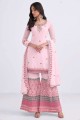 Palazzo Suit in Light pink Georgette with Embroidered