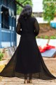 Black Faux georgette Chikankari Gown Dress with Dupatta