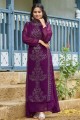 Purple Chikankari Faux georgette Gown Dress