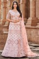 Light peach Lehenga Choli in Soft net with Embroidered