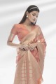 Organza Light red Saree in Weaving
