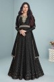 Black Embroidered Faux georgette Anarkali Suit