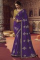 Resham,zari,embroidered Viscose Saree in Purple with Blouse