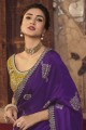 Resham,zari,embroidered Viscose Saree in Purple with Blouse