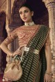 Viscose Saree in Dark green with Resham,zari,embroidered