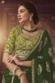 Viscose Olive green Saree in Resham,zari,embroidered