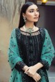 Eid Palazzo Suit in Black Embroidered Faux georgette