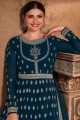 Teal blue Anarkali Suit with Embroidered Georgette