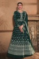 Embroidered Georgette Anarkali Suit in Green with Dupatta