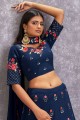 Teal blue Lehenga Choli in Georgette with Embroidered
