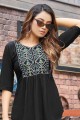 Black Rayon Indo Western Kurti with Embroidered