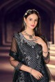 Net Embroidered Black Pakistani Suit with Dupatta