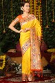 Yellow Saree with Zari,weaving Banarasi silk