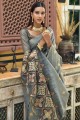 Grey Saree in Zari,weaving Chanderi silk
