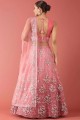 Embroidered Net Pink Party Lehenga Choli with Dupatta