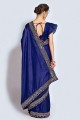 Party Wear Saree in Blue Silk with Zari,embroidered