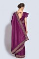 Silk Zari,embroidered Wine  Party Wear Saree with Blouse