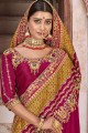 Embroidered,stone with moti Silk Wedding Saree in Pink