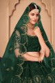 Net Wedding Lehenga Choli in Green with Embroidered