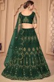 Net Wedding Lehenga Choli in Green with Embroidered