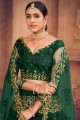 Embroidered Net Wedding Lehenga Choli in Green