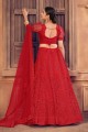 Red Wedding Lehenga Choli in Net with Embroidered