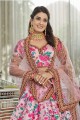 Pink Wedding Lehenga Choli in Art silk with Digital print