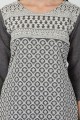 Embroidered Straight Kurti in Grey Viscose