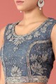 Blue Embroidered Net Wedding Lehenga Choli