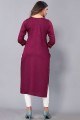 Cotton Embroidered Pink Straight Kurti with Dupatta