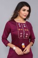 Cotton Embroidered Pink Straight Kurti with Dupatta