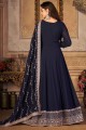 Blue Faux georgette Embroidered Anarkali Suit with Dupatta