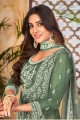 Embroidered Net Green Pakistani Suit with Dupatta