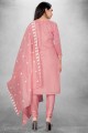 Chanderi Embroidered Pink Salwar Kameez with Dupatta