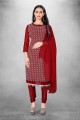 Embroidered Georgette Salwar Kameez in Red
