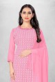 Salwar Kameez in Pink Georgette with Embroidered