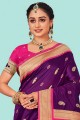 Saree in Silk Purple with Weaving