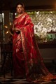 Weaving Banarasi silk Banarasi Saree with in Red