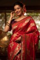Weaving Banarasi silk Banarasi Saree with in Red