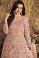 Peach Embroidered Net Anarkali suit 