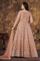 Peach Embroidered Net Anarkali suit 