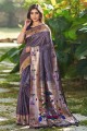 Banarasi silk Banarasi Saree in Royal blue with Weaving