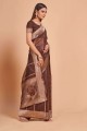 Cotton Coffee brown Saree with Weaving