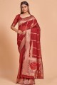 Cotton Red Weaving Party Wear Saree