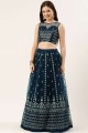 Navy blue Party Lehenga Choli with Embroidered Net