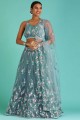 Grey Party Lehenga Choli in Embroidered Net