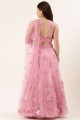 Net Party Embroidered Lehenga Choli in Pink