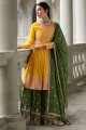 Embroidered Eid Lehenga Suit in Yellow Georgette